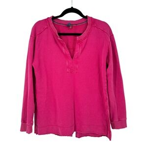 Pilcro Small Pink V‎ Neck Long Sleeve Sweatshirt Pullover Top Antho Sunwash